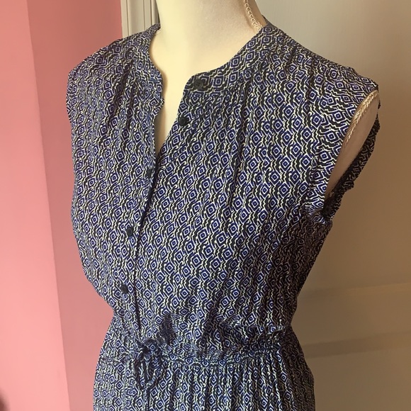 LOFT Aztec print mini sleeveless dress elastic waist buttoned front size XSP - Picture 3 of 10